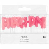 Kerzen Happy Birthday, Neon Pink, 13 Stk