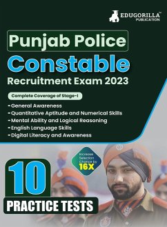 Punjab Police Constable Exam 2023 (Male & Female) - 10 Full Length Practice Mock Tests with Free Access to Online Tests - Edugorilla Prep Experts