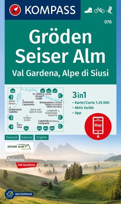 KOMPASS Wanderkarte 076 Gröden, Seiser Alm / Val Gardena, Alpe di Siusi 1:25.000