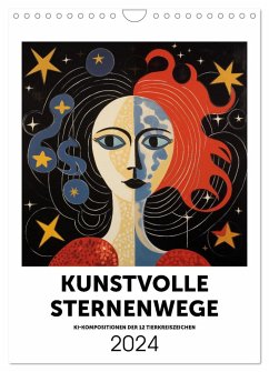Kunstvolle Sternenwege: KI-Kompositionen der 12 Tierkreiszeichen (Wandkalender 2024 DIN A4 hoch), CALVENDO Monatskalender