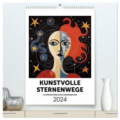 Kunstvolle Sternenwege: KI-Kompositionen der 12 Tierkreiszeichen (hochwertiger Premium Wandkalender 2024 DIN A2 hoch), Kunstdruck in Hochglanz