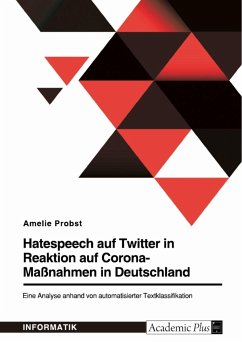 Hatespeech auf Twitter in Reaktion auf Corona-Maßnahmen in Deutschland. Eine Analyse anhand von automatisierter Textklassifikation - Probst, Amelie