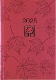Buchkalender rot 2025 - Bürokalender 14,5x21 cm - 1 Tag auf 1 Seite - Kartoneinband, Recyclingpapier - Stundeneinteilung 7 - 19 Uhr - 876-0711
