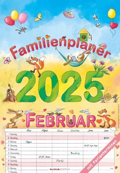 Familienplaner Cartoon 2025 - Bildkalender 23,7x34 cm - 6 Spalten - Kalender mit Platz für Notizen - mit vielen Zusatzinformationen - Wandkalender