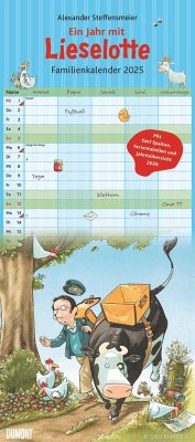 Die Kuh Lieselotte Familienkalender 2025 - Von Alexander Steffenmeier - Familienplaner mit 5 Spalten - Format 22 x 49,5 cm