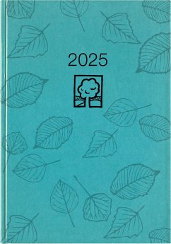 Taschenkalender türkis 2025 - Bürokalender 10,2x14,2 - 1 Tag auf 1 Seite - robuster Kartoneinband - Stundeneinteilung 7-19 Uhr - Blauer Engel - 610-0721