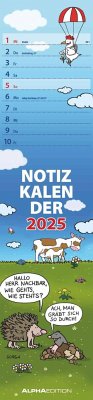 Notizkalender Humor 2025 - Streifenplaner 15x64 cm - Wandkalender - Küchenkalender - mit lustigen Cartoons und Sprüchen - Langplaner