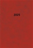 Buchkalender rot 2025 - Bürokalender 14,5x21 cm - 1 Tag auf 1 Seite - wattierter Kunststoffeinband - Stundeneinteilung 7 - 19 Uhr - 876-0011