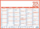 Arbeitstagekalender 2025 - A4 (29 x 21 cm) - 6 Monate auf 1 Seite - Tafelkalender - auf Pappe kaschiert - Jahresplaner - 908-1315