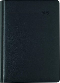 Buchkalender Balacron schwarz 2025 - Büro-Kalender A5 - Cheftimer - 1 Tag 1 Seite - 416 Seiten - Balacron-Einband - Zettler