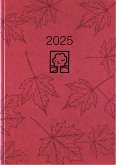 Taschenkalender rot 2025 - Bürokalender 10,2x14,2 - 1 Tag auf 1 Seite - robuster Kartoneinband - Stundeneinteilung 7-19 Uhr - Blauer Engel - 610-0711