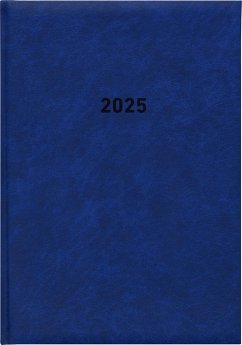 Buchkalender blau 2025 - Bürokalender 14,5x21 cm - 1 Tag auf 1 Seite - wattierter Kunststoffeinband - Stundeneinteilung 7 - 19 Uhr - 876-0015