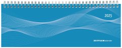 Tisch-Querkalender PP-Cover blau 2025 - Büro-Planer 29,7x10,5 cm - Tisch-Kalender - 1 Woche 2 Seiten - Ringbindung - Zettler