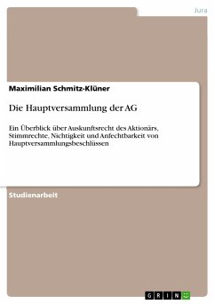 Die Hauptversammlung der AG (eBook, PDF) - Schmitz-Klüner, Maximilian