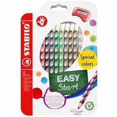 Ergonomischer Buntstift für Rechtshänder - STABILO EASYcolors - 12er Pack mit Spitzer - mit 12 verschiedenen Farben - Spezialfarben