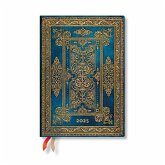 Paperblanks 2025 Daily Planner Blue Luxe Luxe Design 12-Month MIDI Elastic Band 416 Pg 80 GSM