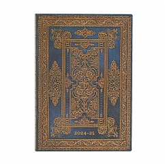 Paperblanks 2024-2025 Weekly Planner Blue Luxe Luxe Design 18-Month Flexis MIDI Horizontal Elastic Band 224 Pg 80 GSM