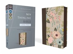 Niv, Thinline Bible, Large Print, Leathersoft, Floral, Zippered, Red Letter, Comfort Print - Zondervan