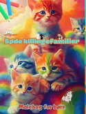 Søde killingefamilier - Malebog for børn - Kreative scener af kærlige og legende kattefamilier