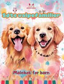 Søte valpefamilier - Malebok for barn - Kreative scener av kjærlige og lekne hundefamilier