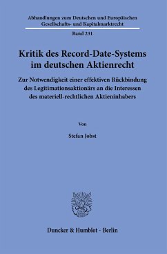 Kritik des Record-Date-Systems im deutschen Aktienrecht. - Jobst, Stefan