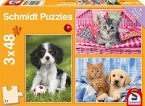 Schmidt 56361 - Meine liebsten Haustierbabys, Tiere-Kinderpuzzle, 3x48 Teile