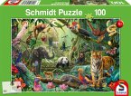 Schmidt 56485 - Bunte Tierwelt im Dschungel, Kinderpuzzle, 100 Teile