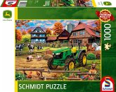 Schmidt 58534 - John Deere, Bauernhof mit Traktor 5050E, Puzzle, 1000 Teile