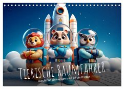 Tierische Raumfahrer: Durch das Universum mit Fell und Feder (Wandkalender 2025 DIN A4 quer), CALVENDO Monatskalender - Calvendo;artefacti