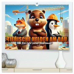 Tierische Helden am Bau: Ein Jahr voller Abenteuer (hochwertiger Premium Wandkalender 2025 DIN A2 quer), Kunstdruck in Hochglanz