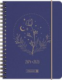 Schülerkalender 2024/2025 "Moon Flower", 2 Seiten = 1 Woche, A6, 208 Seiten, blau