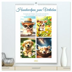 Hundewelpen zum Verlieben (hochwertiger Premium Wandkalender 2025 DIN A2 hoch), Kunstdruck in Hochglanz