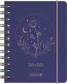 Schülerkalender 2024/2025 "Moon Flower", 1 Seite = 1 Tag, A6, 352 Seiten, blau