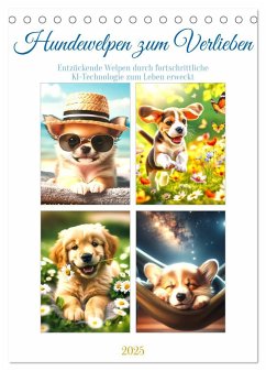 Hundewelpen zum Verlieben (Tischkalender 2025 DIN A5 hoch), CALVENDO Monatskalender