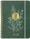 Schülerkalender 2024/2025 "Botanical", 2 Seiten = 1 Woche, A6, 208 Seiten, dunkelgrün