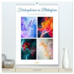 Farbexplosion in Blütenform (hochwertiger Premium Wandkalender 2025 DIN A2 hoch), Kunstdruck in Hochglanz