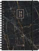 Schülerkalender 2024/2025 "Black Marble", 2 Seiten = 1 Woche, A6, 208 Seiten, schwarz