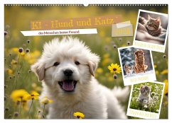 KI - Hund und Katz `des Menschen bester Freund (Wandkalender 2025 DIN A2 quer), CALVENDO Monatskalender - Calvendo;Schimmack, Claudia