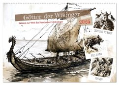Götter der Wikinger - Skizzen zur Welt der Nordischen Mythologie (Wandkalender 2025 DIN A2 quer), CALVENDO Monatskalender