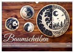 Baumscheiben - Holzkunst mit Pinsel und Brandmalkolben (Wandkalender 2025 DIN A3 quer), CALVENDO Monatskalender - Calvendo;Frost, Anja