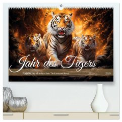 Jahr des Tigers - Porträts des chinesischen Tierkreiszeichens (hochwertiger Premium Wandkalender 2025 DIN A2 quer), Kunstdruck in Hochglanz
