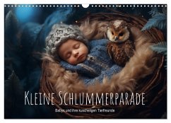 Kleine Schlummerparade: Babys und ihre kuscheligen Tierfreunde (Wandkalender 2025 DIN A3 quer), CALVENDO Monatskalender - Calvendo;artefacti