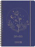 Schülerkalender 2024/2025 "Moon Flower", 2 Seiten = 1 Woche, A5, 208 Seiten, blau