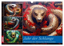 Jahr der Schlange - Illustrationen des chinesischen Tierkreiszeichens (Wandkalender 2025 DIN A3 quer), CALVENDO Monatskalender