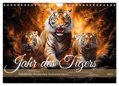 Jahr des Tigers - Porträts des chinesischen Tierkreiszeichens (Wandkalender 2025 DIN A4 quer), CALVENDO Monatskalender