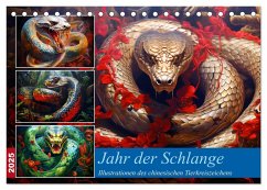 Jahr der Schlange - Illustrationen des chinesischen Tierkreiszeichens (Tischkalender 2025 DIN A5 quer), CALVENDO Monatskalender