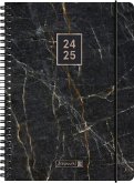 Schülerkalender 2024/2025 &quote;Black Marble&quote;, 2 Seiten = 1 Woche, A5, 208 Seiten, schwarz