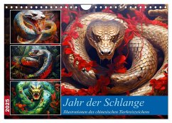 Jahr der Schlange - Illustrationen des chinesischen Tierkreiszeichens (Wandkalender 2025 DIN A4 quer), CALVENDO Monatskalender