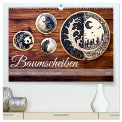 Baumscheiben - Holzkunst mit Pinsel und Brandmalkolben (hochwertiger Premium Wandkalender 2025 DIN A2 quer), Kunstdruck in Hochglanz - Calvendo;Frost, Anja