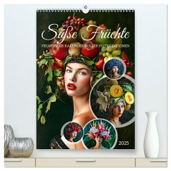 Süße Früchte - Fruchtiger Kalender voller Hutkreationen (hochwertiger Premium Wandkalender 2025 DIN A2 hoch), Kunstdruck in Hochglanz